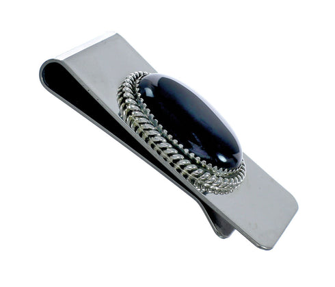 Genuine Navajo Onyx Sterling Silver Money Clip X10867